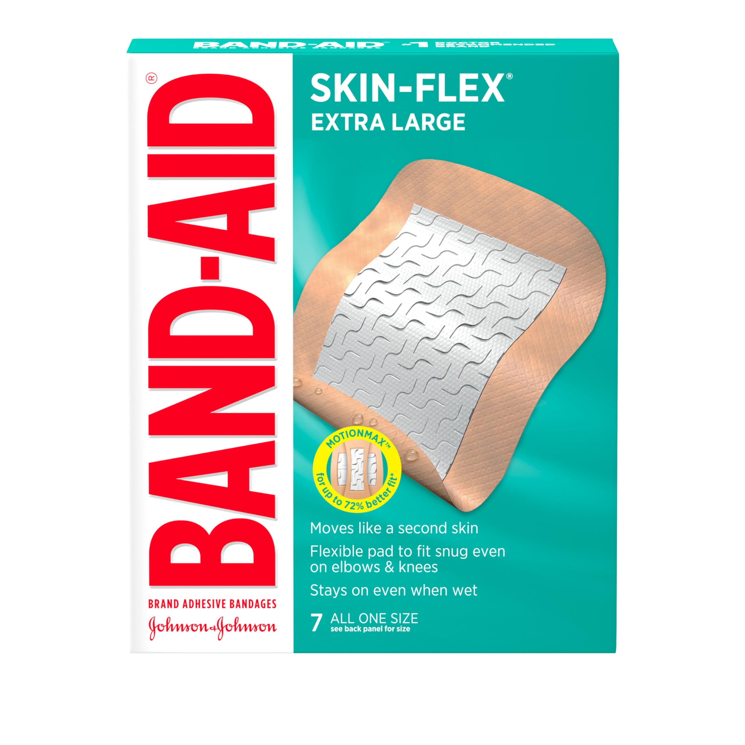 Band-Aid Brand Skin-Flex tecnología MotionMax se expande para un ajuste cómodo.