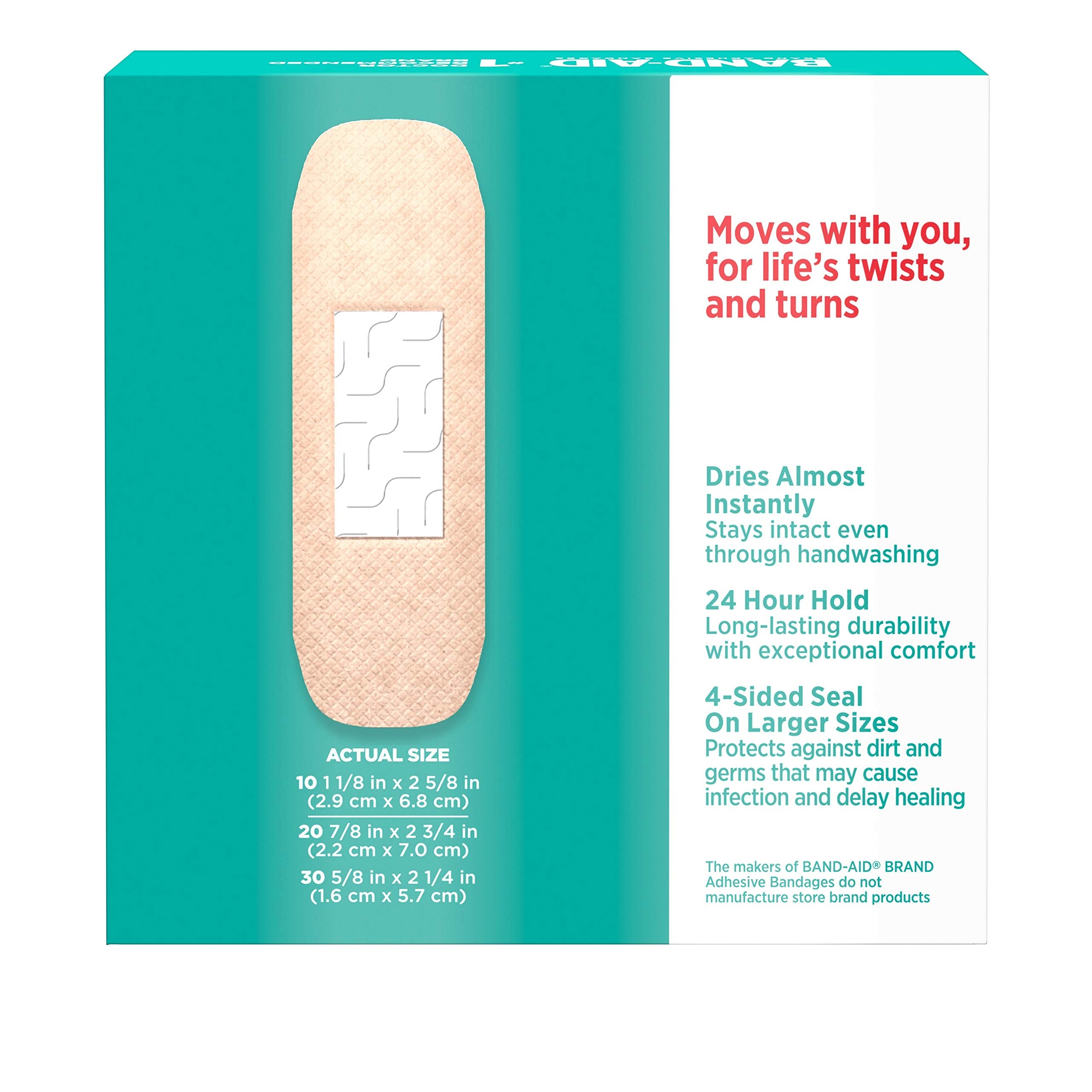 Band-Aid Skin-Flex knee coverage for flexible movement.