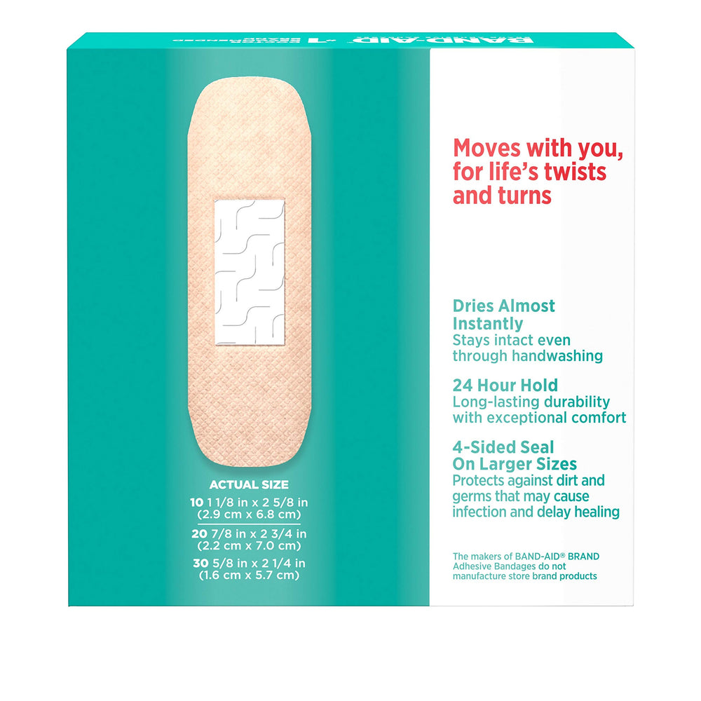 Band-Aid Skin-Flex knee coverage for flexible movement.