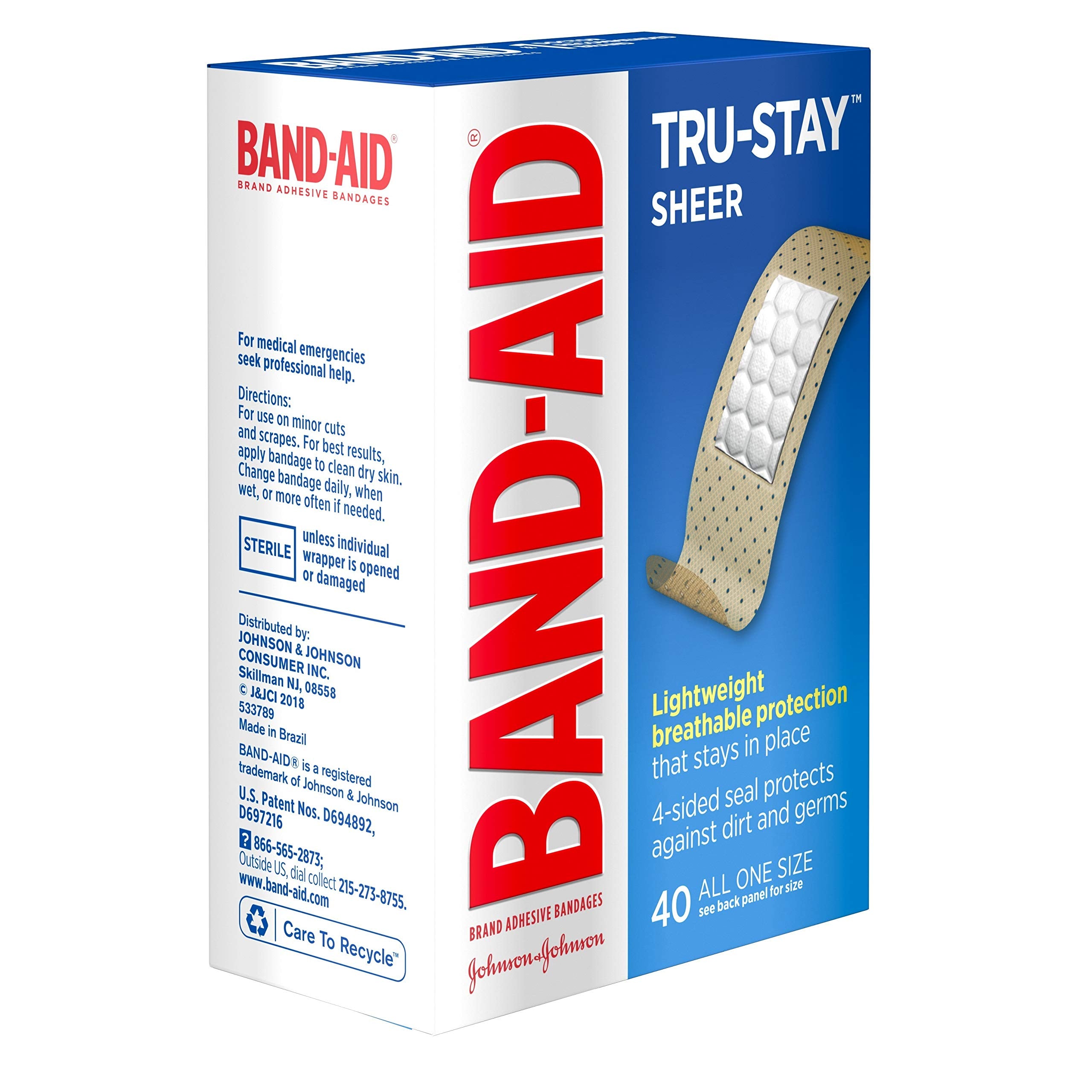 Band-Aid Brand Tru-Stay Sheer Strips for minor cuts and scrapes.