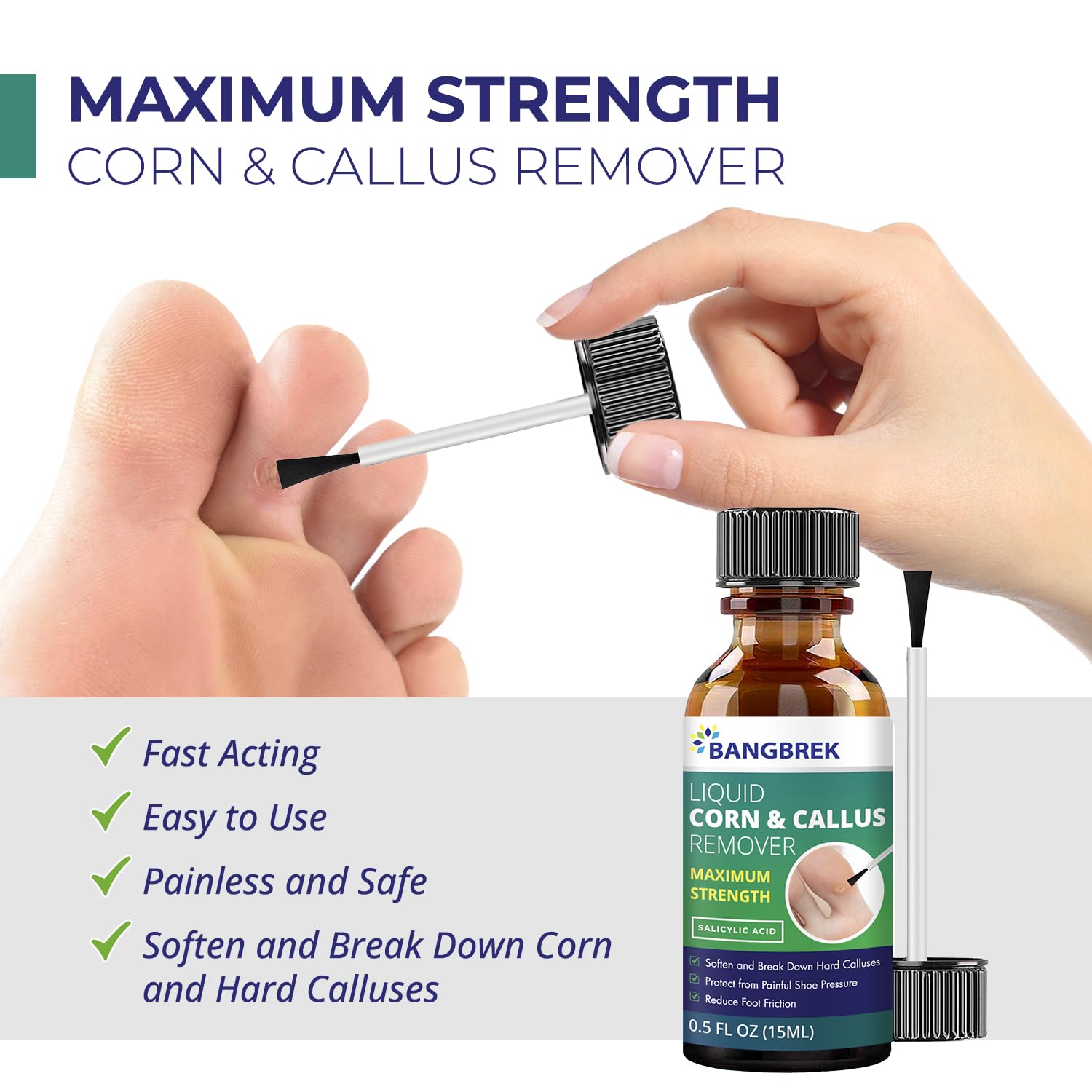 Bangbrek foot callus remover with easy brush enables controlled application.