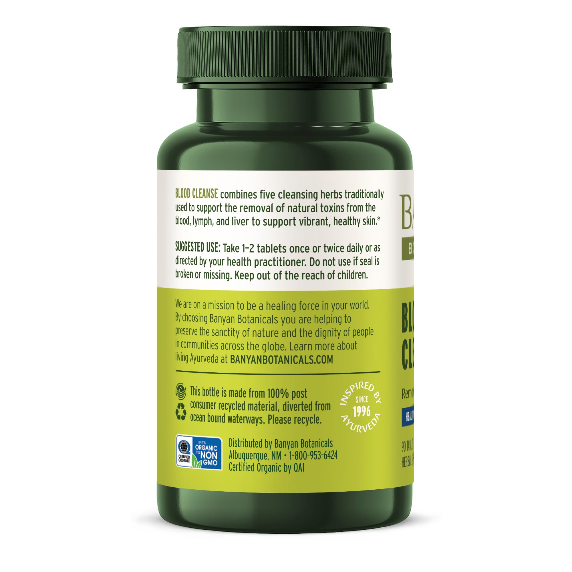 Banyan Blood Cleanse third-party testing badge conveys product safety and quality.