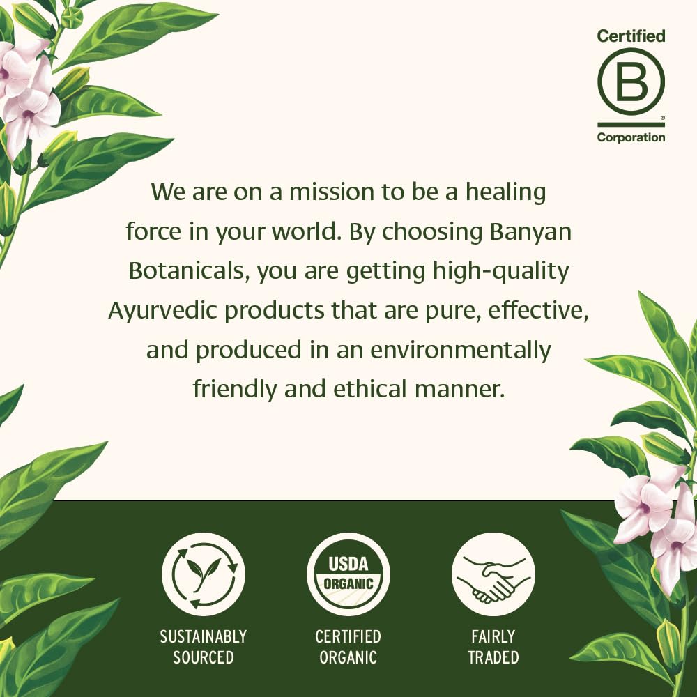 Banyan Botanicals Adrenal Nourish tablet close-up reveals herbal blend detail.
