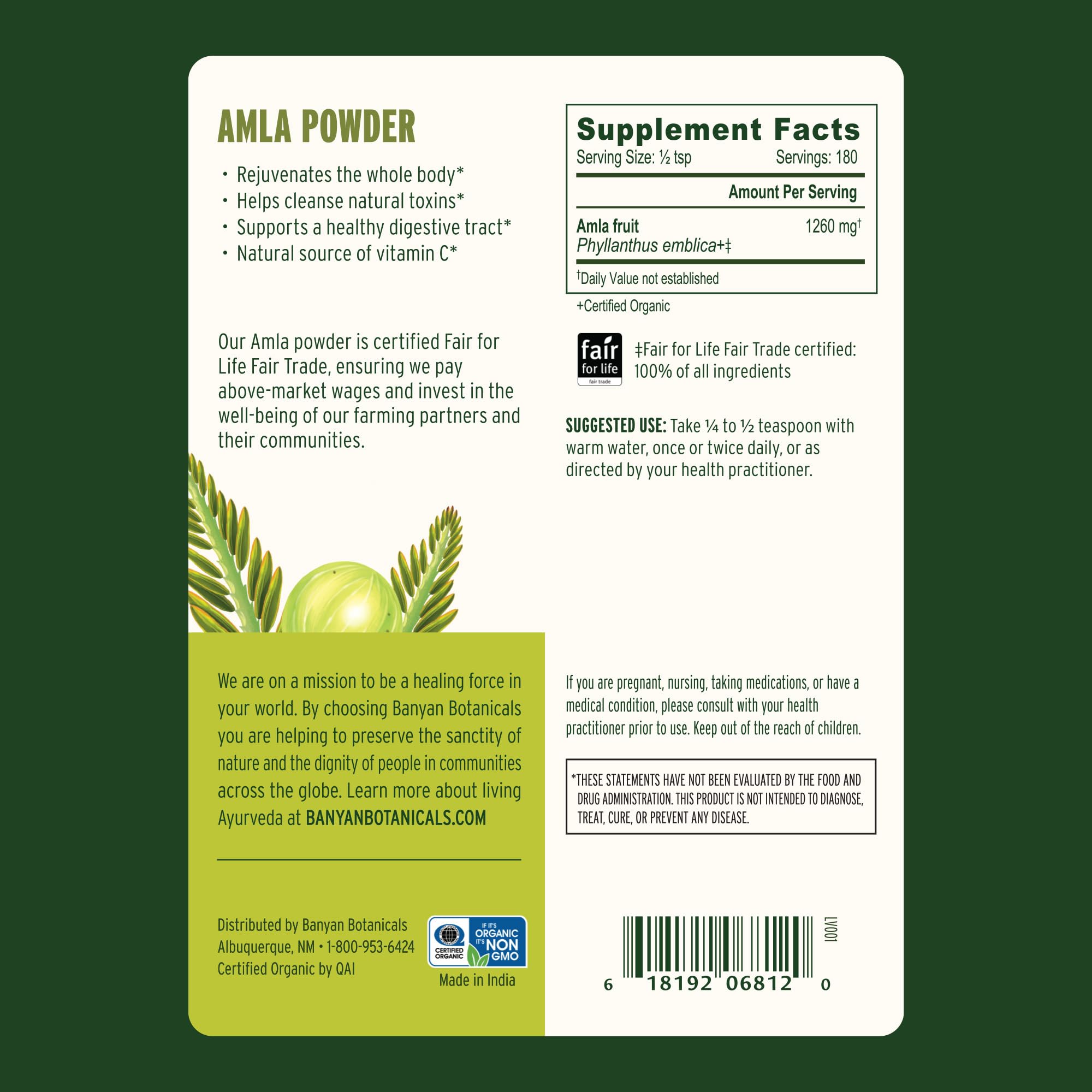 Banyan Botanicals Amla powder in smoothie for a vitamin C boost in daily routine.