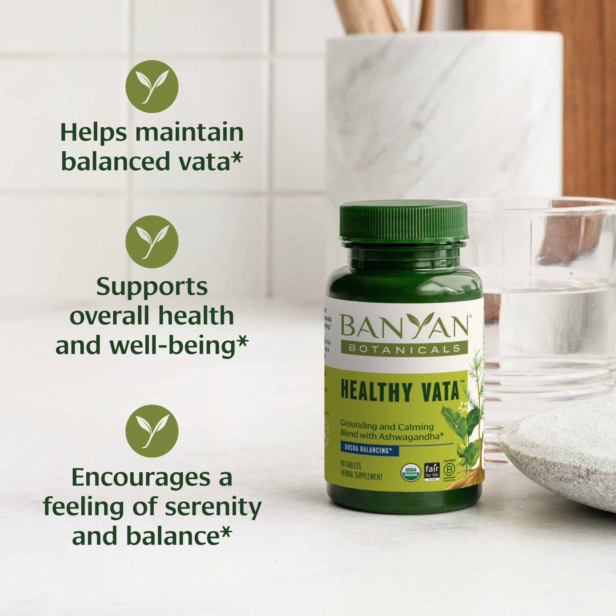 Banyan Botanicals ashwaShwagandha-shatavari blend capsules support steady focus and mood