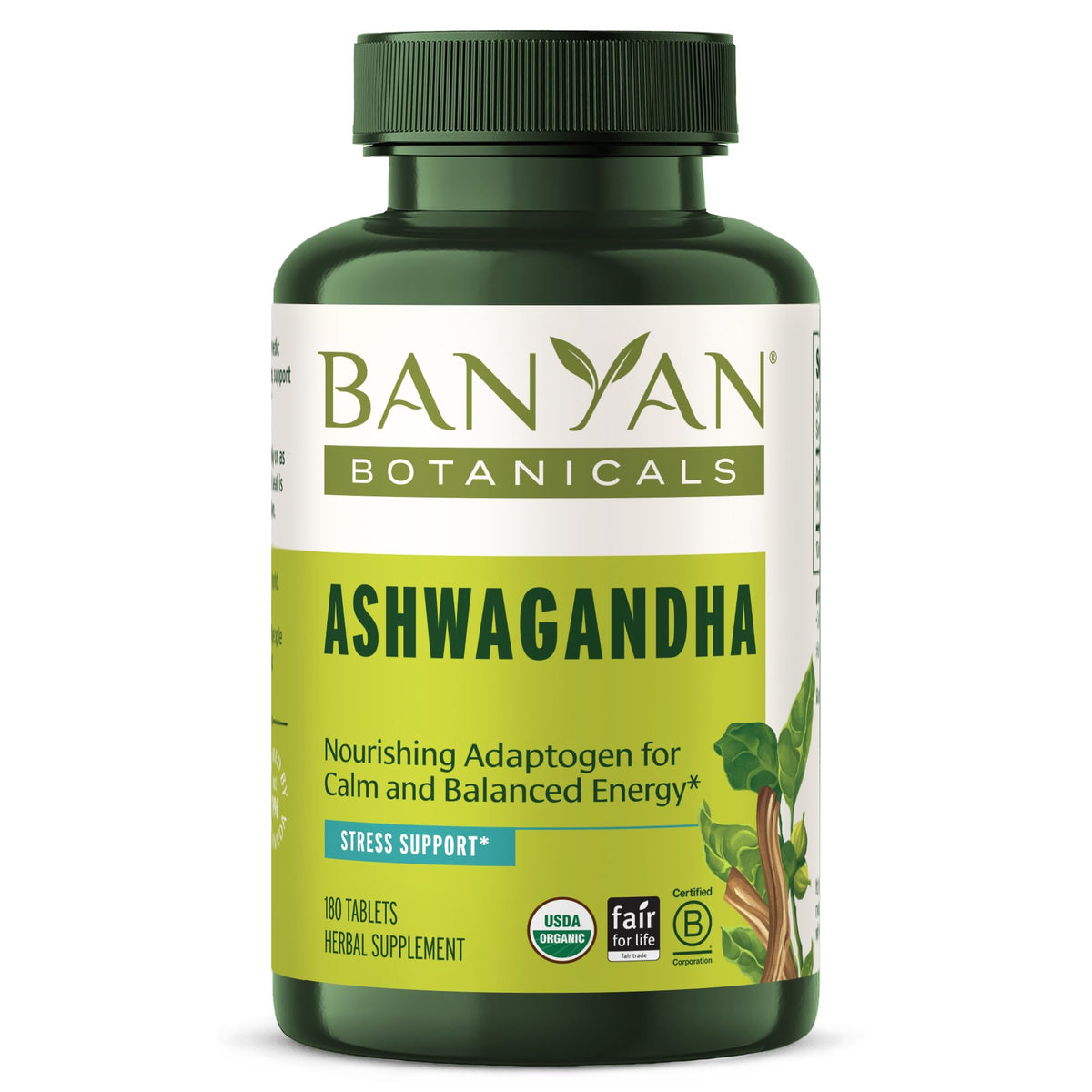Banyan Botanicals Ashwagandha tablets bottle for daily wellness