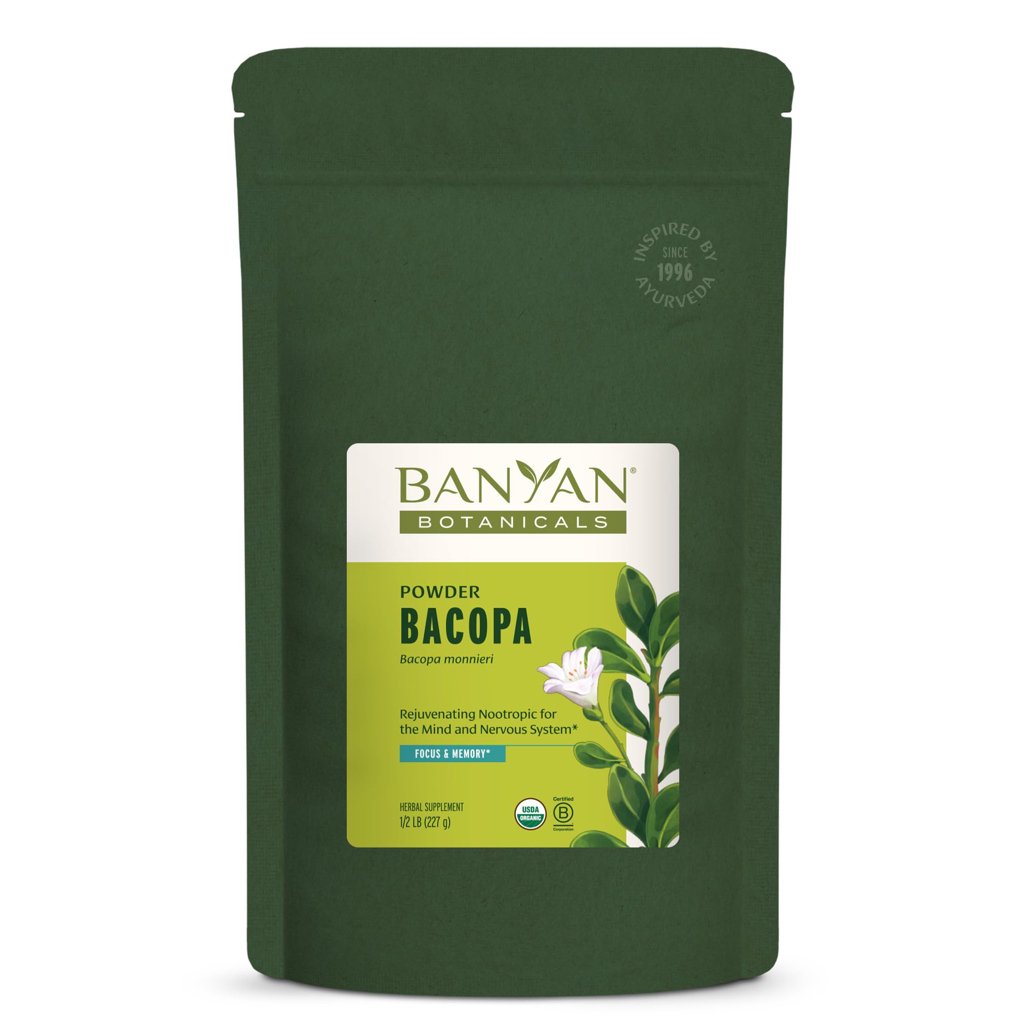 Banyan Botanicals Bacopa Powder bottle for daily focus ritual