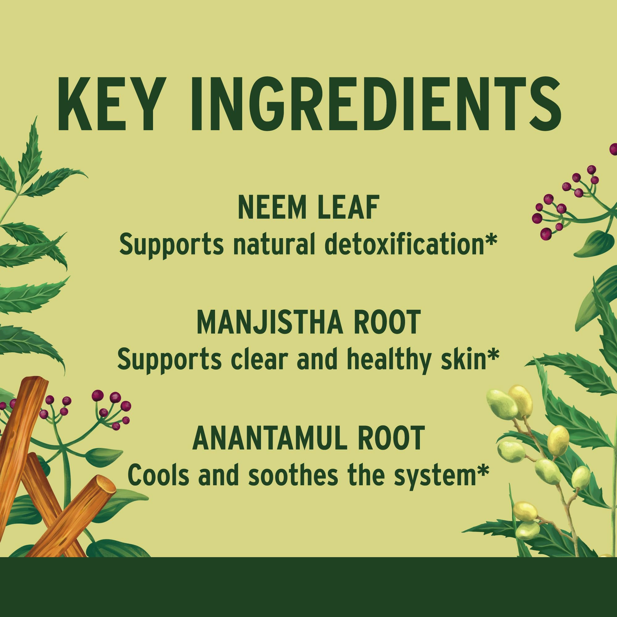 Manjistha root close-up emphasizing the blood-purifying herbs within Healthy Skin.