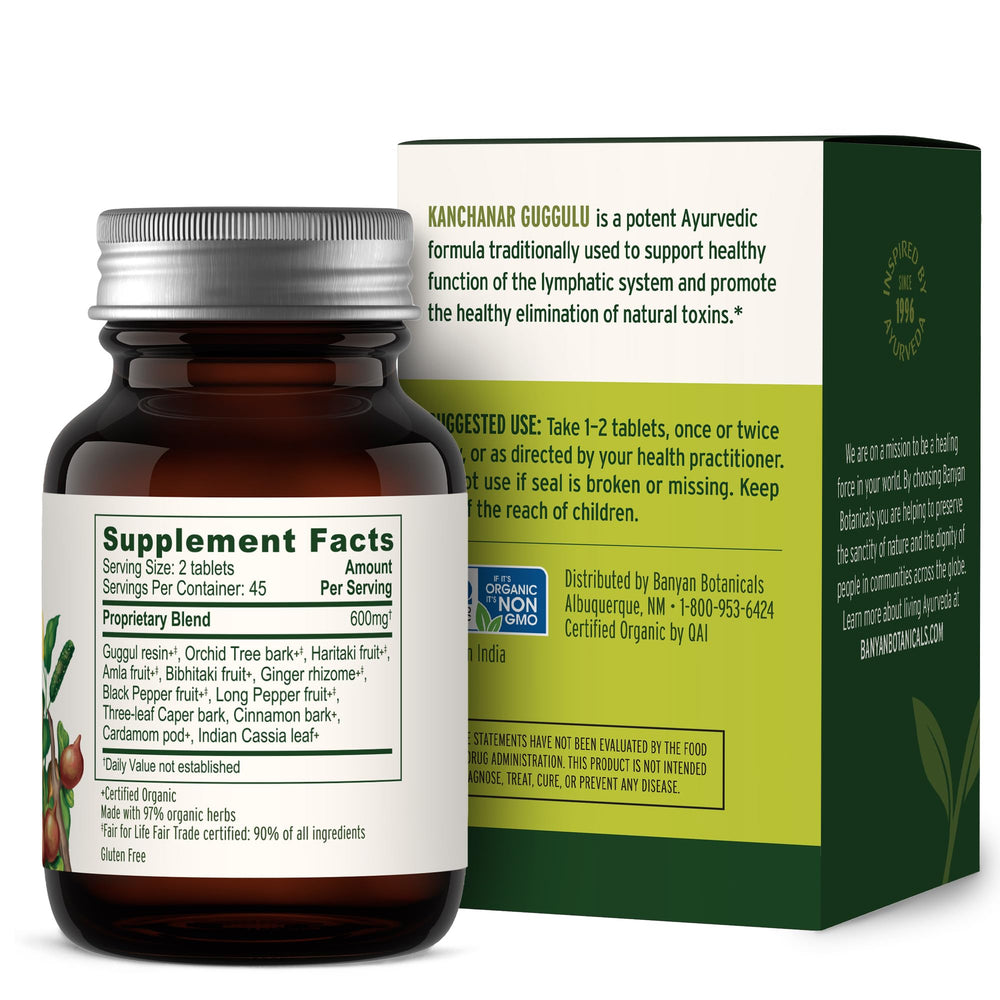 Third‑party testing seal for Banyan Botanicals Kanchanar Guggulu tablets