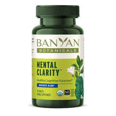 Banyan Botanicals Mental Clarity bottle packshot highlighting gotu kola and bacopa for focus
