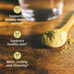 Scoop measures Banyan Botanicals Neem Powder for easy daily use.