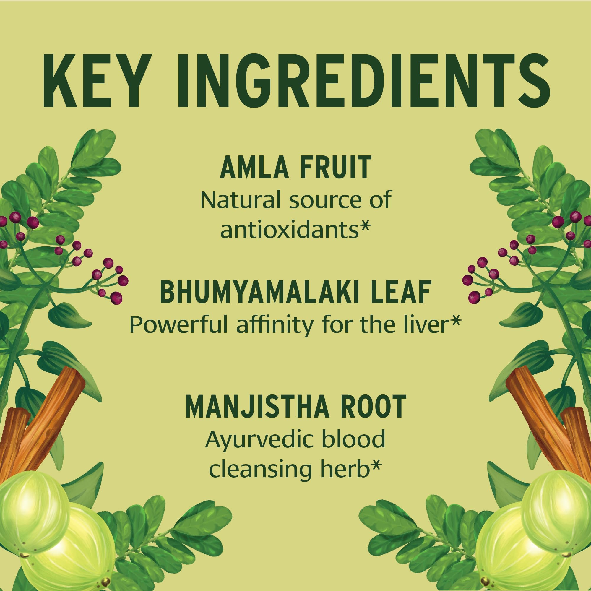 Organic amla and kalmegh herbs in a natural Banyan Botanicals blend