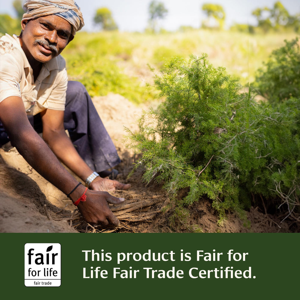 Banyan Botanicals Shatavari Tablets organic farming imagery reinforces trusted herbal quality.
