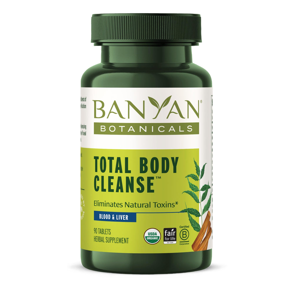 Banyan Botanicals Total Body Cleanse bottle front showing vegan detox support