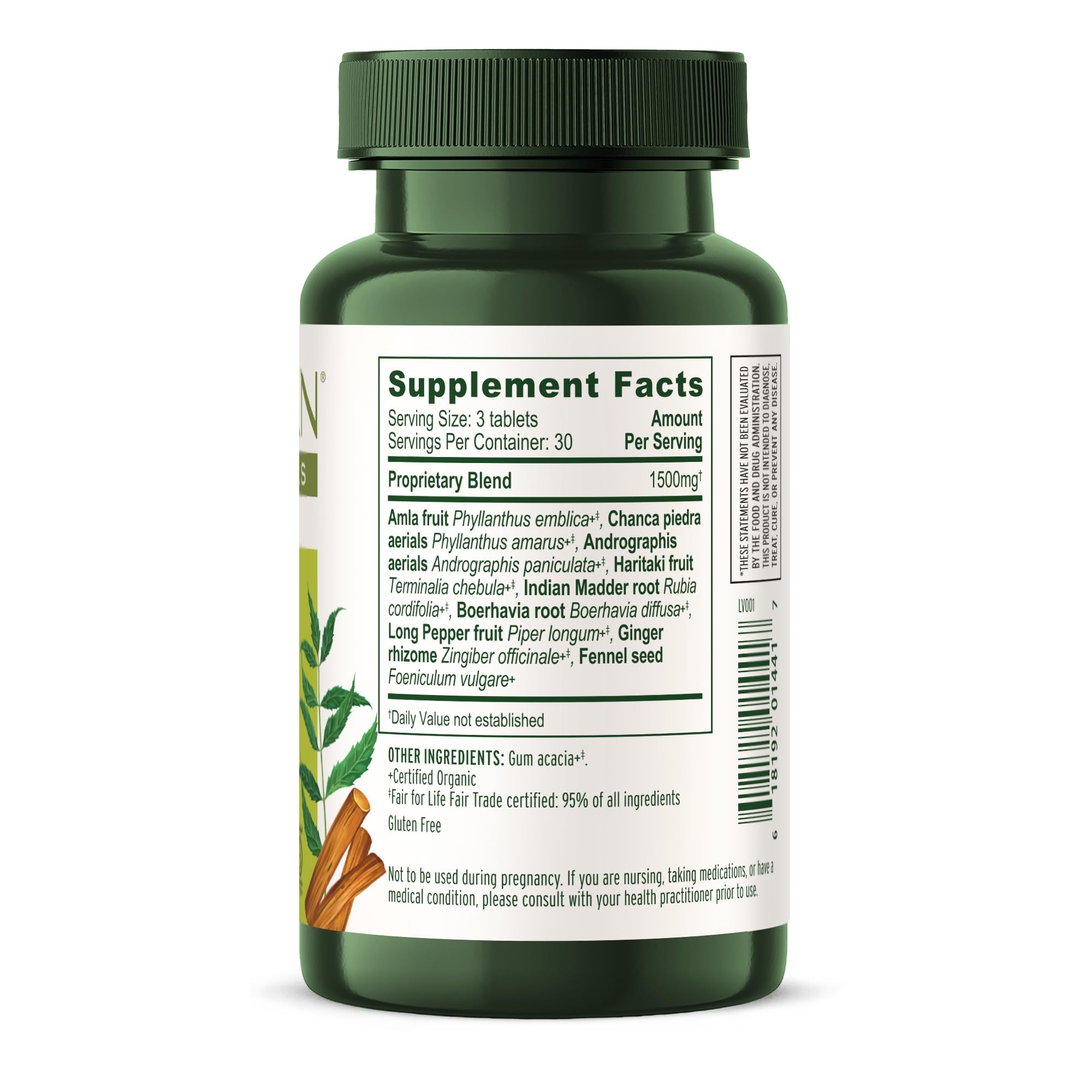 Ingredients chart showing key botanicals and traditional cleansing benefits