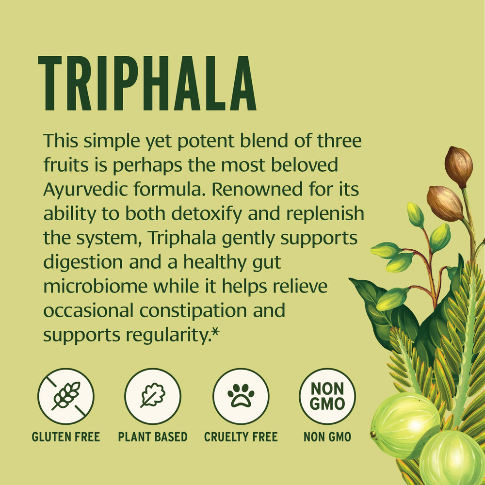 Glass of water with Triphala powder dissolving for a smooth digestion moment