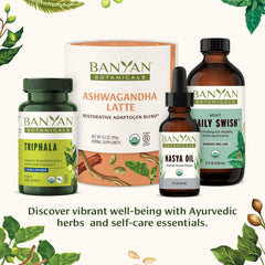 Closeup of Banyan Botanicals Vata Digest capsules, small and easy to swallow