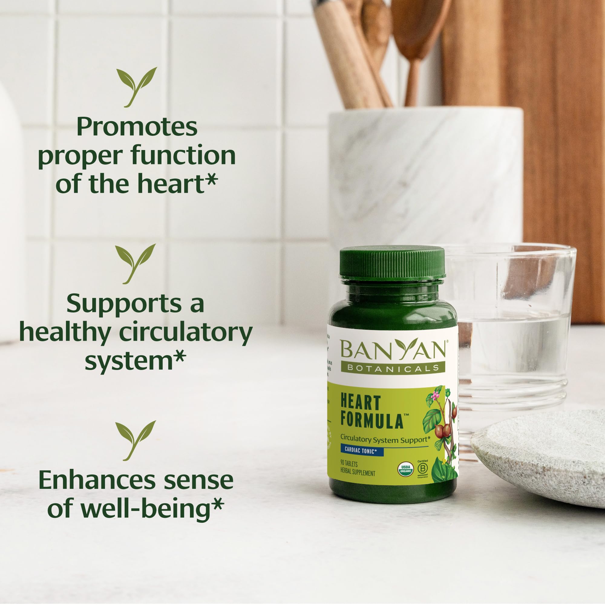 Banyan Heart Formula hawthorn berries image highlights organic ingredients for heart wellness.