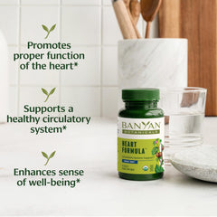 Banyan Heart Formula hawthorn berries image highlights organic ingredients for heart wellness.
