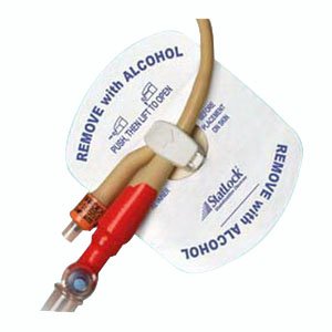 Bard StatLock pediatric Foley stabilization device with foam anchor pad for secure catheter positioning.