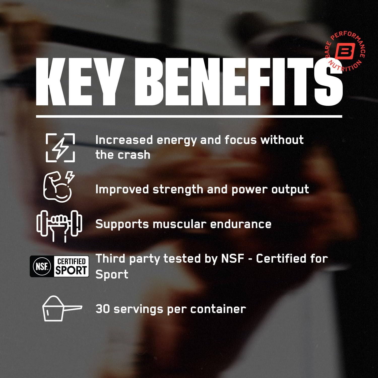 Bare Flight ingredients panel close-up signals beta-alanine support for endurance and performance.