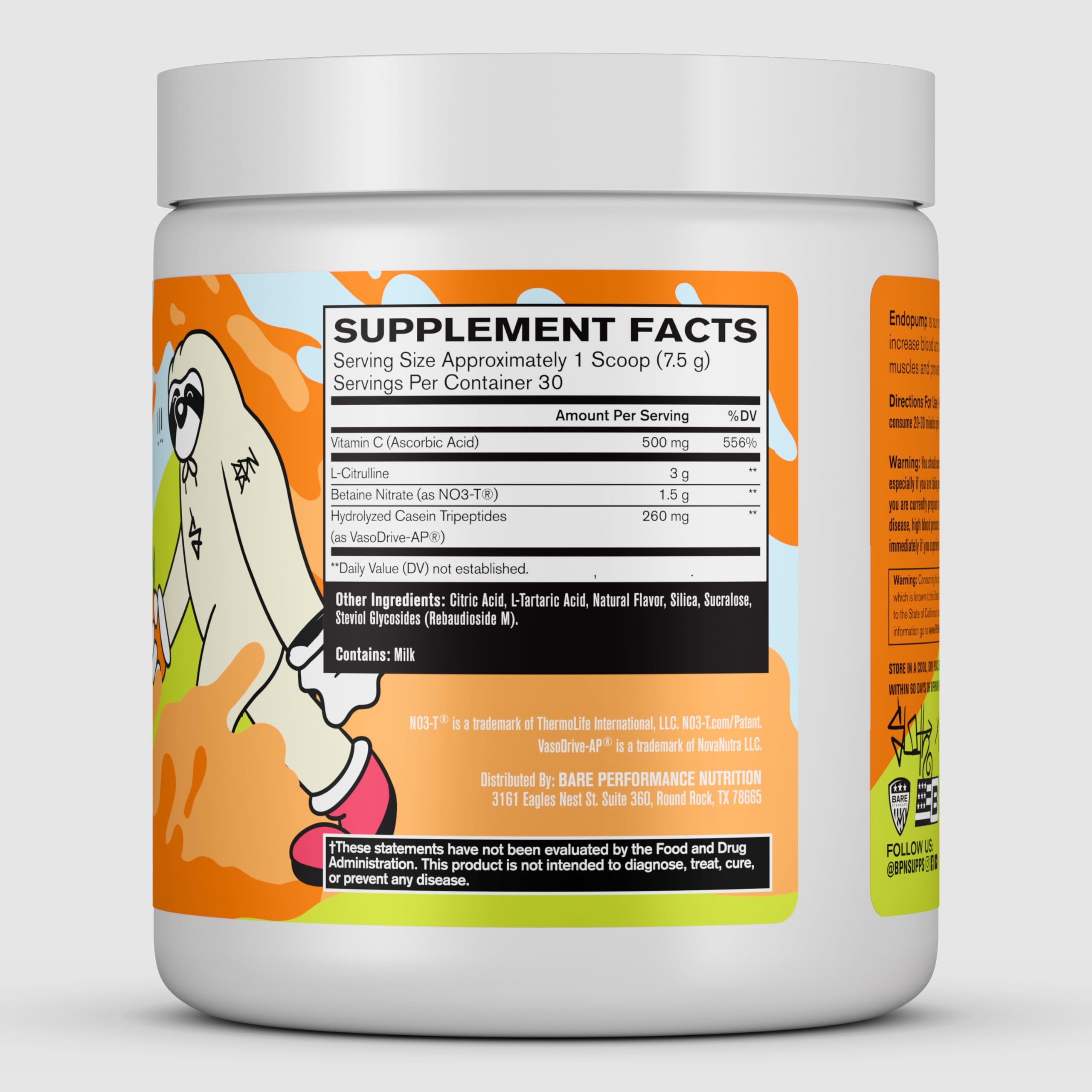EndoPump scoop on tub highlights easy pre-workout servings