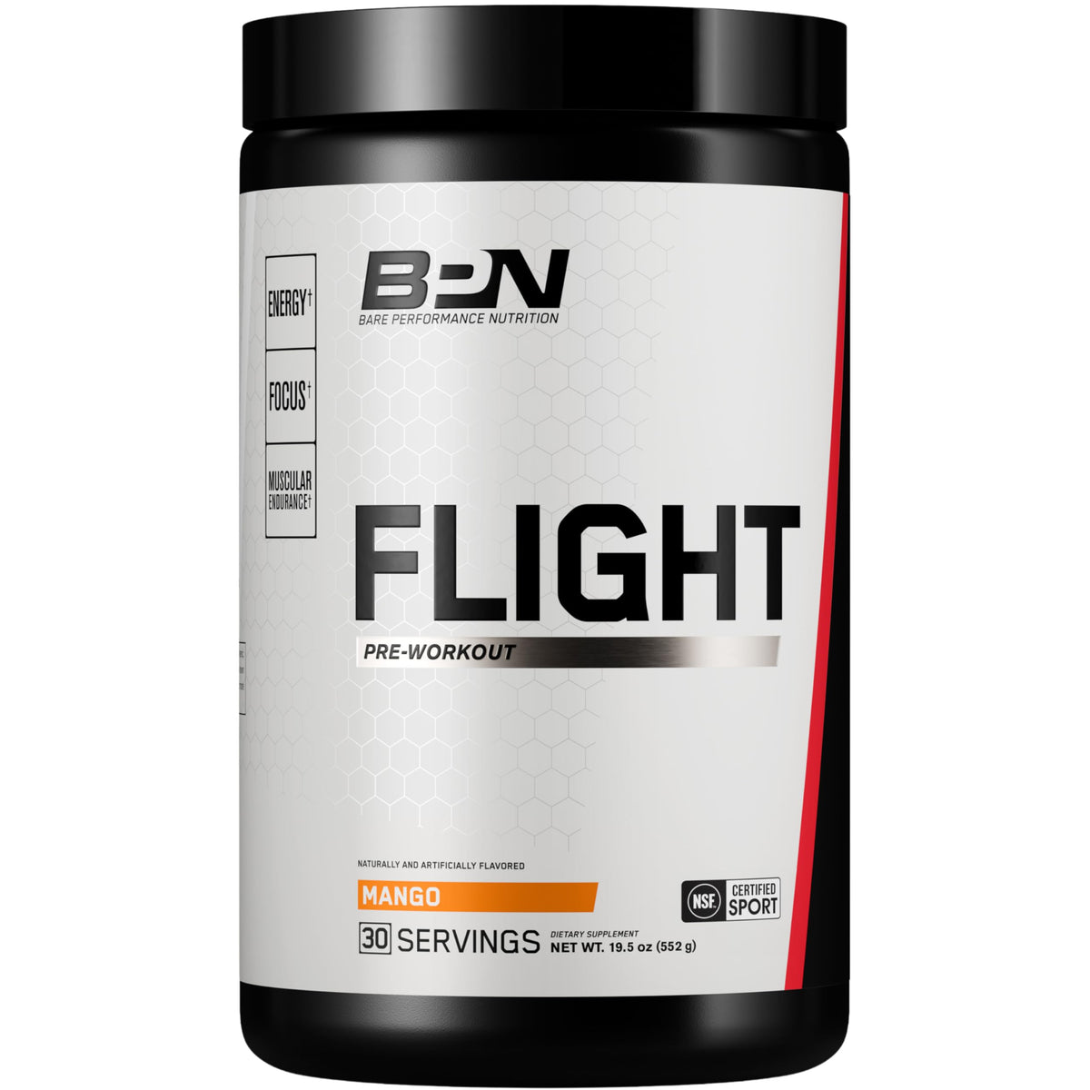 Bare Performance Flight bottle with label highlights clean energy for workouts.