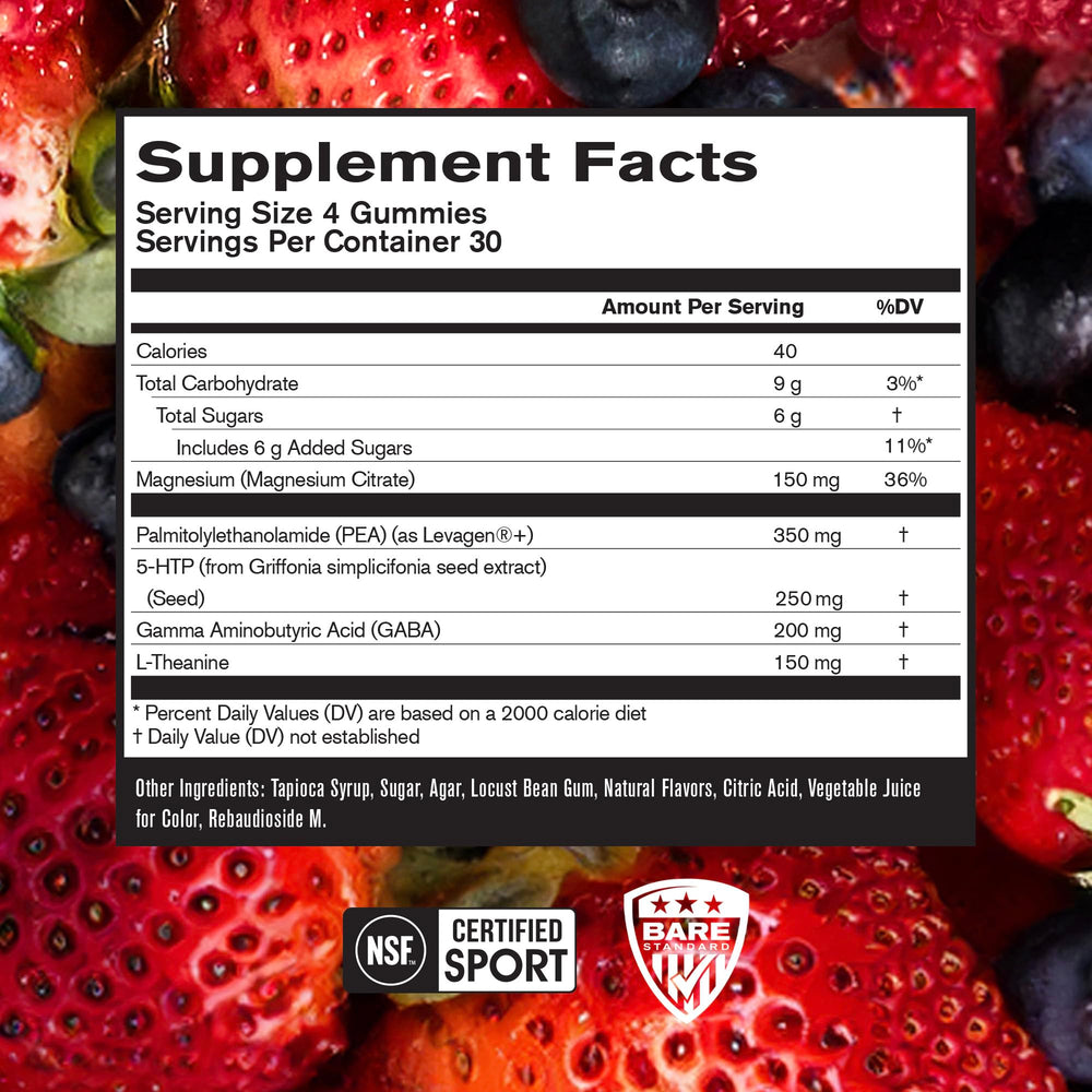 BARE PERFORMANCE NUTRITION BPN Peak Sleep Gummy berry-flavored chewables ready for nightly use