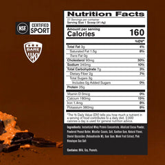 BARE PERFORMANCE NUTRITION BPN shake glass with prepared chocolate peanut butter blend for quick muscle recovery.
