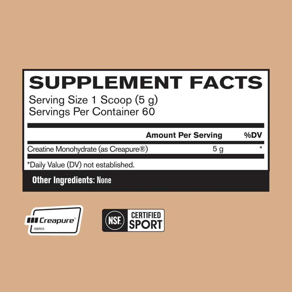 Bare Performance Nutrition creatine powder scoop showing a precise 5g serving.