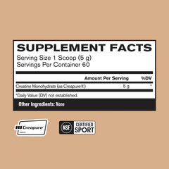 Bare Performance Nutrition creatine powder scoop showing a precise 5g serving.