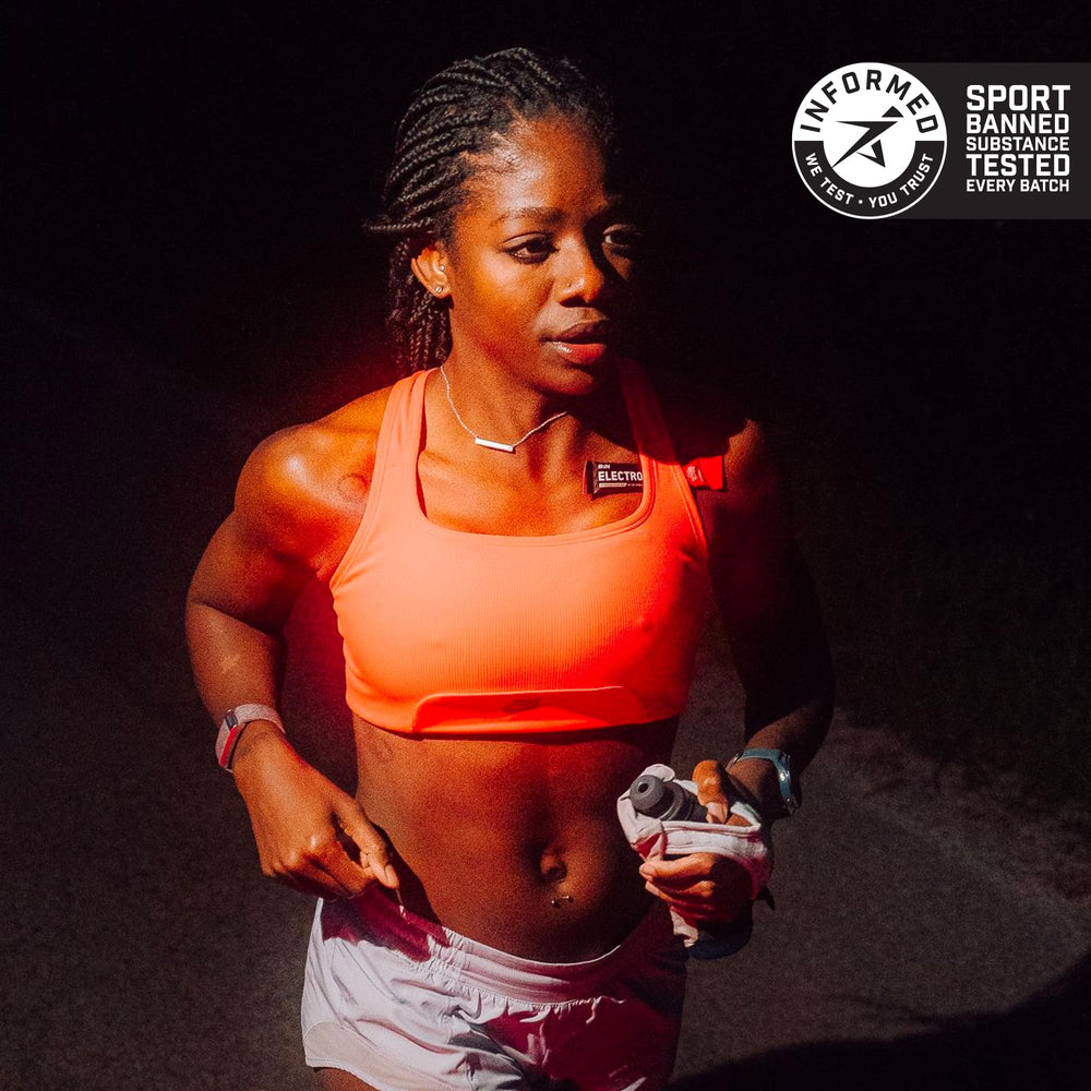 Bare Performance Nutrition electrolytes go packs strawberry glass ready-to-drink after workout.