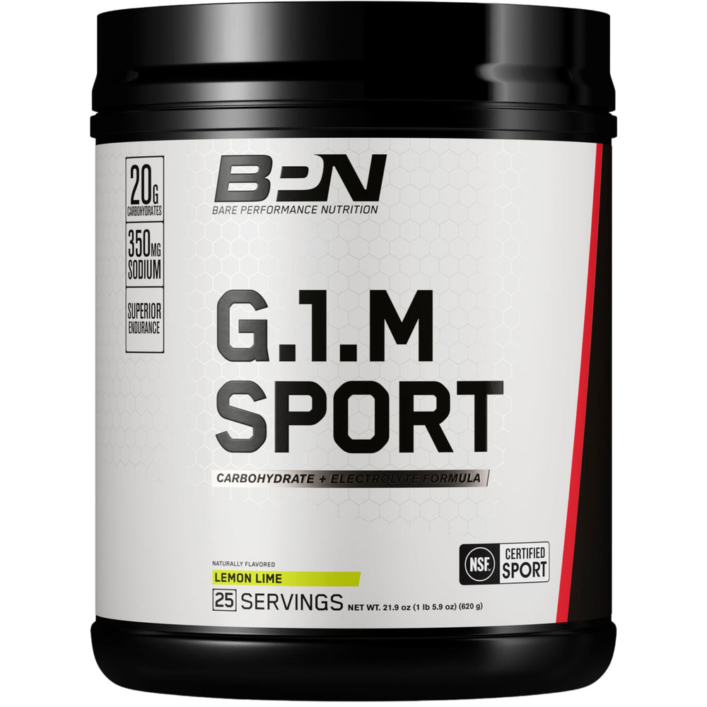 BARE PERFORMANCE NUTRITION G1M lemon lime bottle for on-the-go endurance fueling.