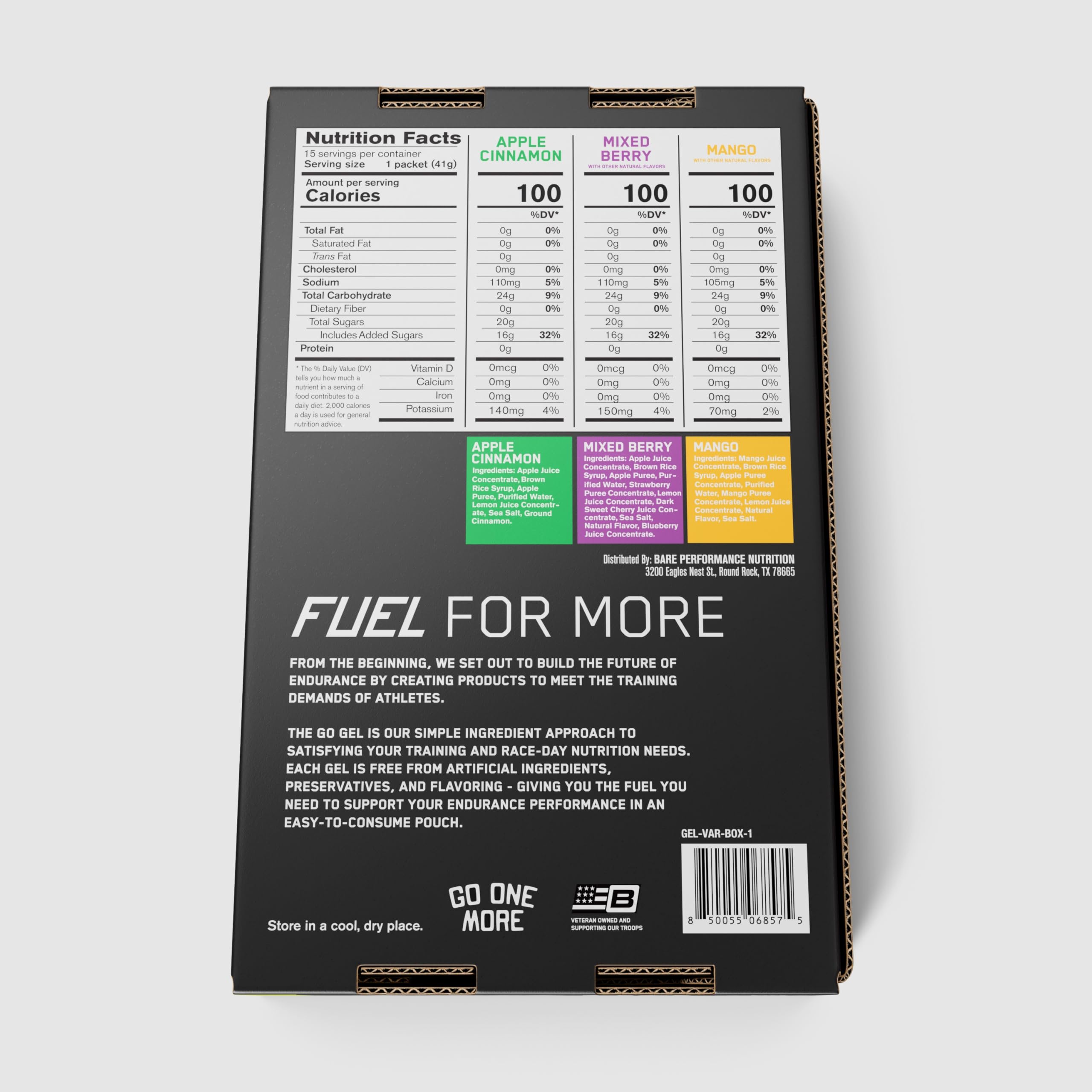 Packaging image of Bare Performance Nutrition Go Gel Endurance for on-the-go fueling