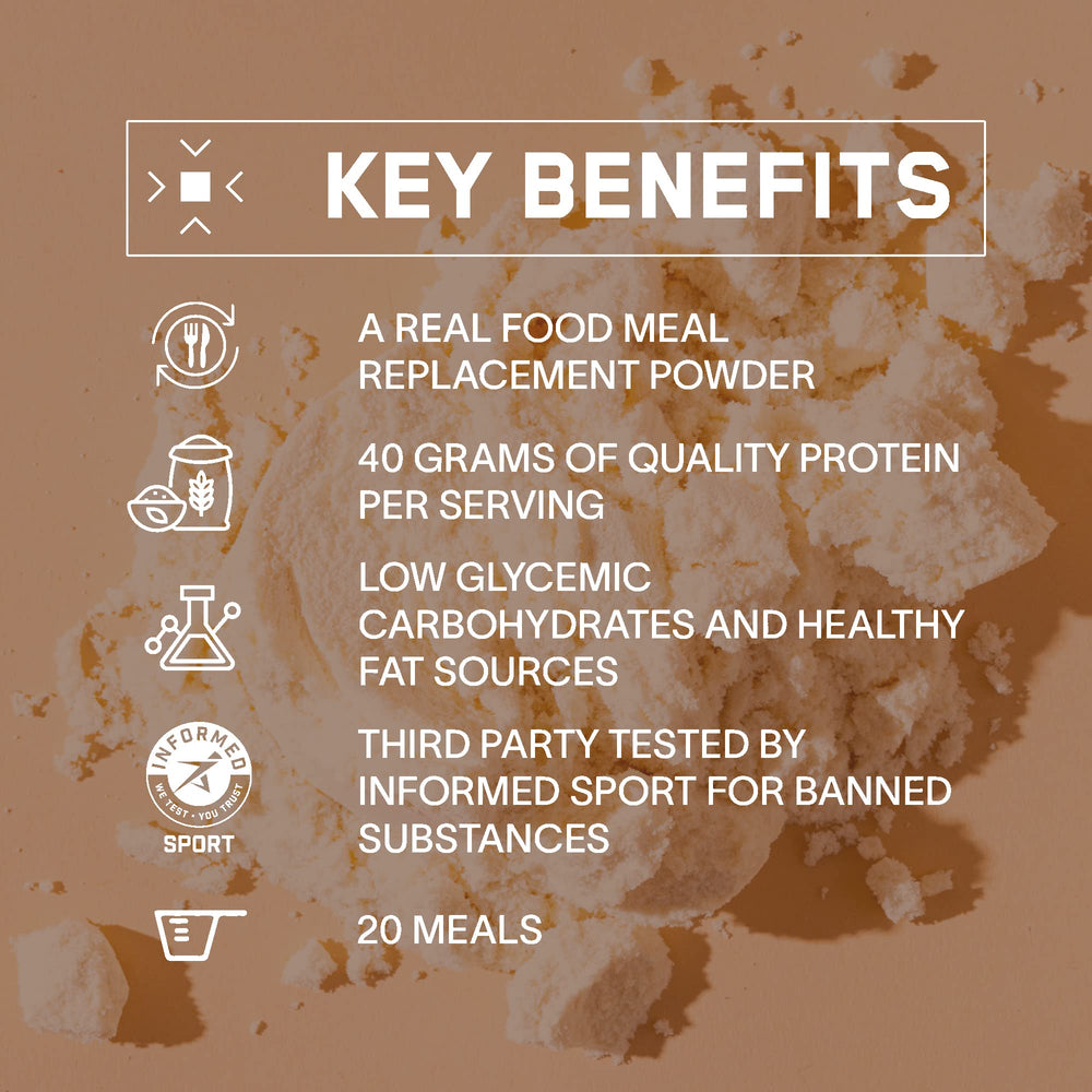 Mixing Bare Performance Nutrition Strong Food Cinnamon Roll with water or milk for balanced nutrition.
