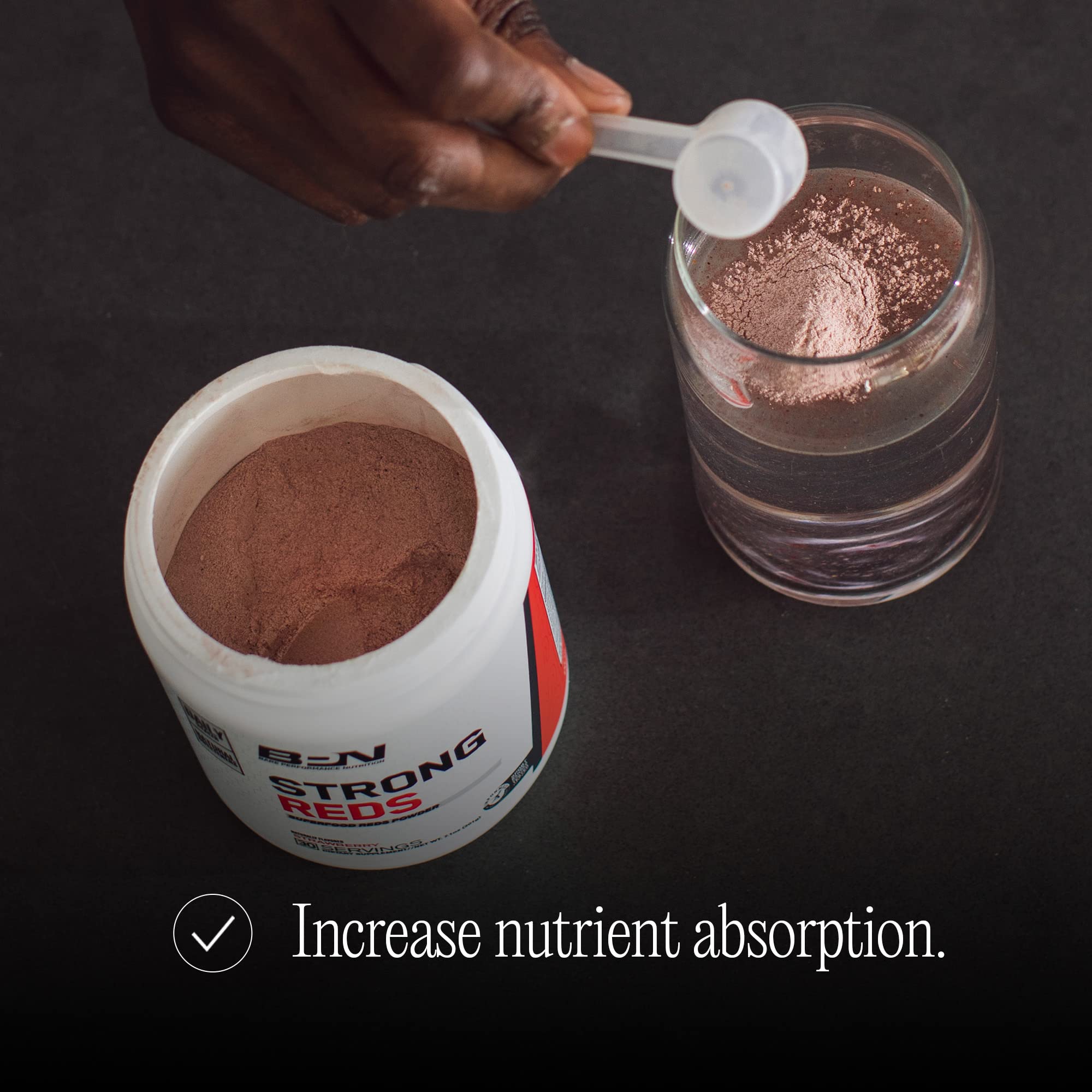 Bare Performance Nutrition Strong Reds digestive enzymes icon highlighting digestion support.