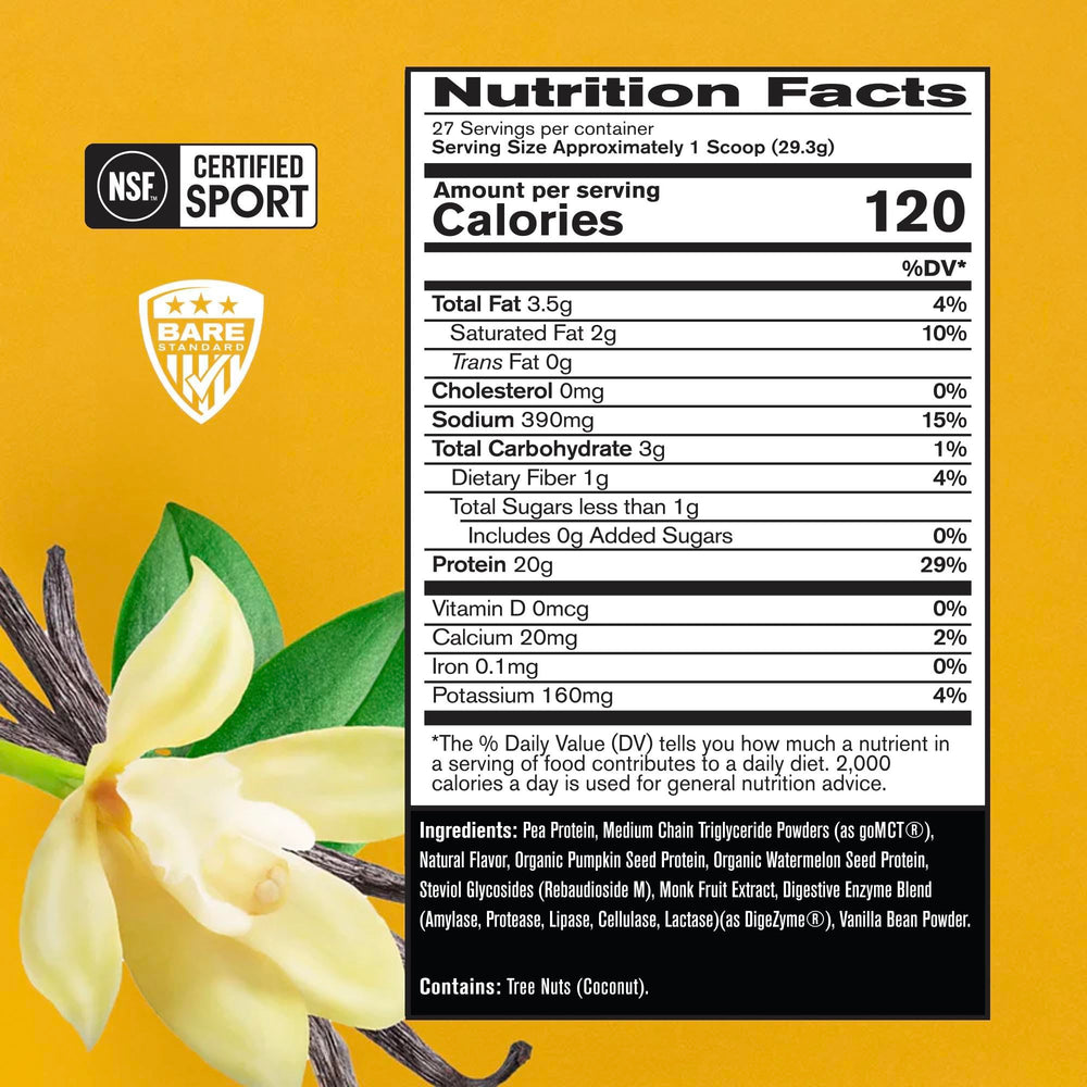 Bare Performance Nutrition vanilla protein in shaker highlights blendability