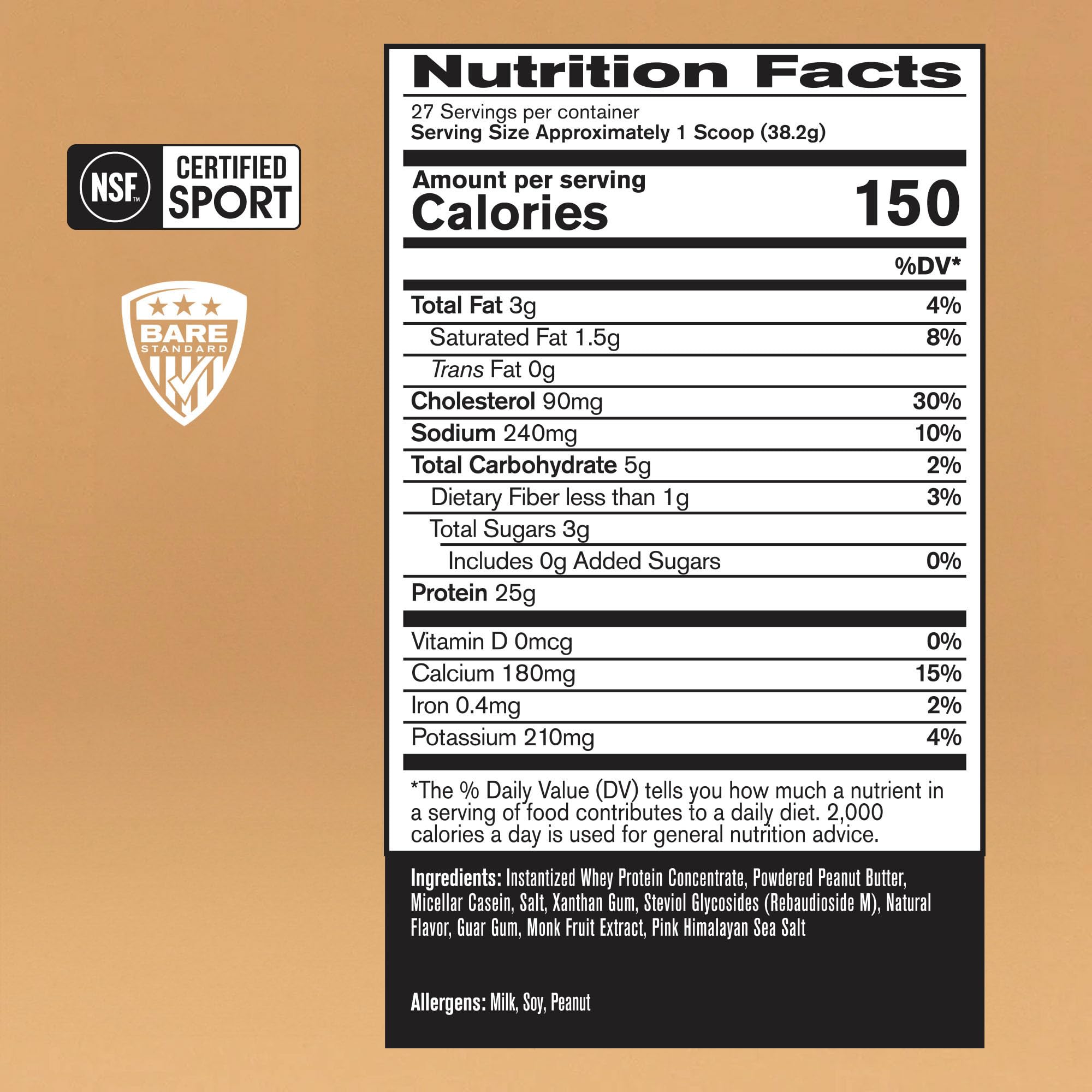 Bare Performance Nutrition whey-casein serving scoop for easy portioning