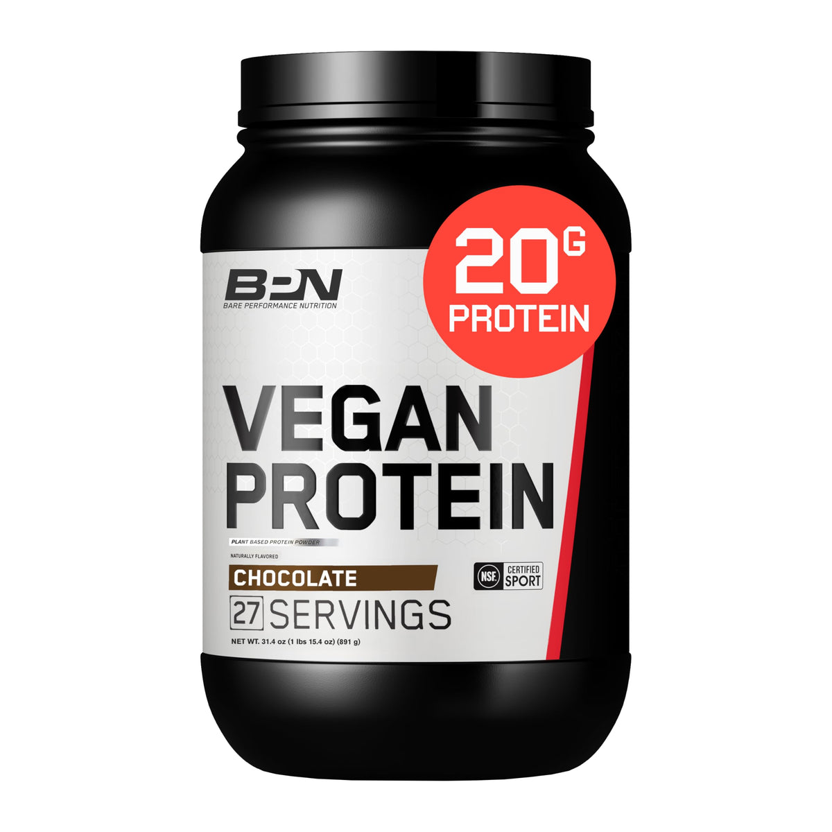 Bare Performance Vegan Protein Chocolate scoop for convenient post-workout recovery