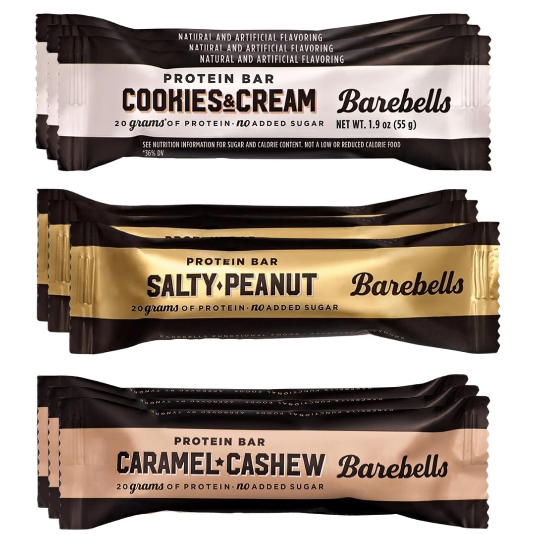 Barebel Protein Bar Variety Pack Salty Peanut Caramel Cashew, on-the-go energy boost