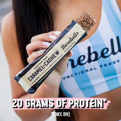 Barebells Caramel Cashew bar with visible cashews and texture