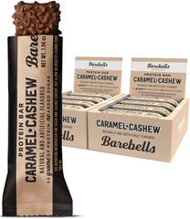 Barebells Caramel Cashew bar multipack front view for on-the-go snacking.