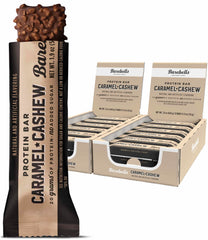 Barebells Caramel Cashew bar pack shot for on-the-go snacking