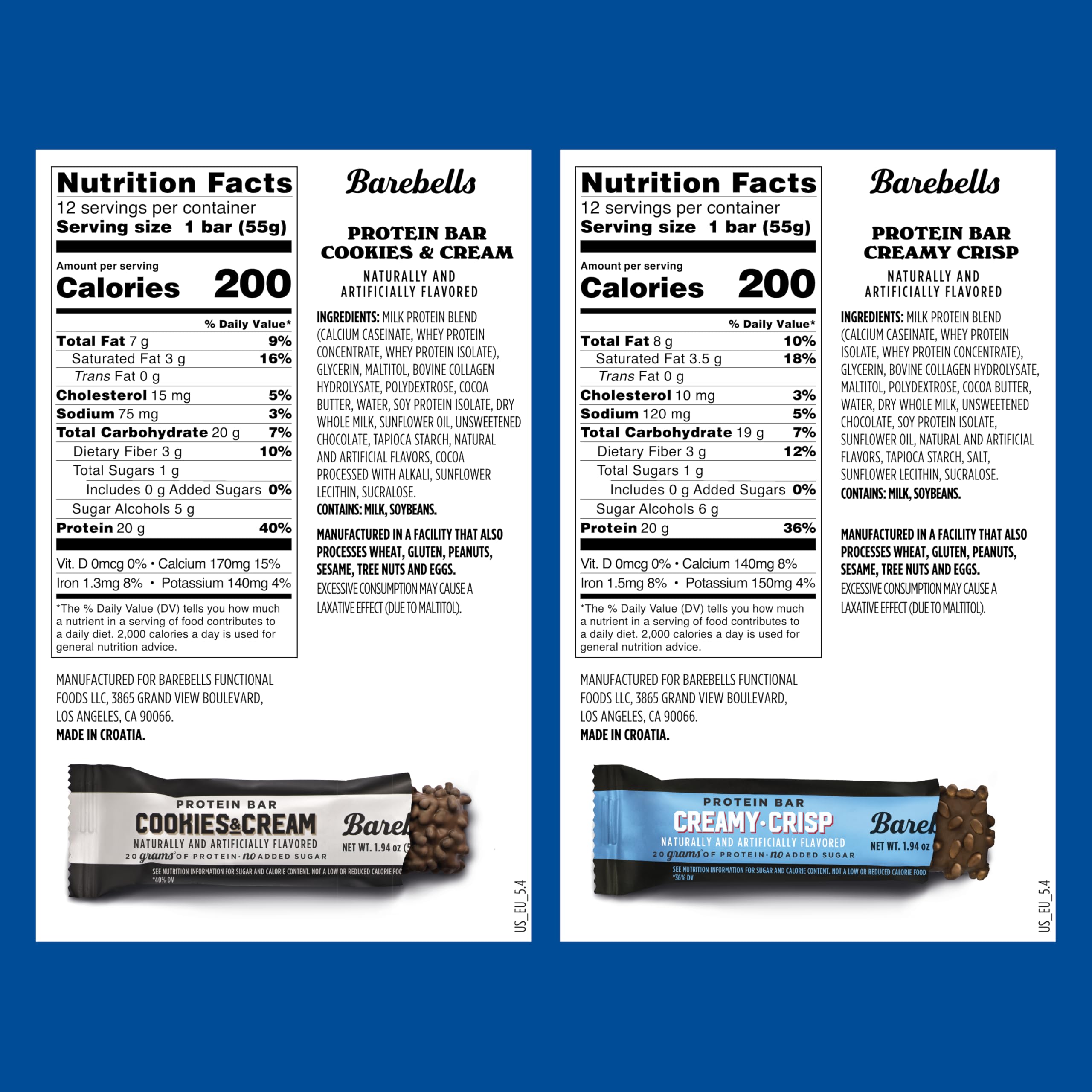Barebells Cookies and Cream bar pack showcases a soft texture and 20g protein.