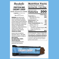 Barebells Creamy Crisp bar being unwrapped for convenient, mess-free pre-workout fueling.