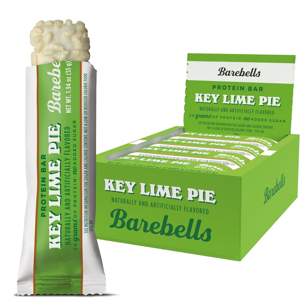 Barebells Key Lime Pie bar packaging highlights convenient on-the-go snacking