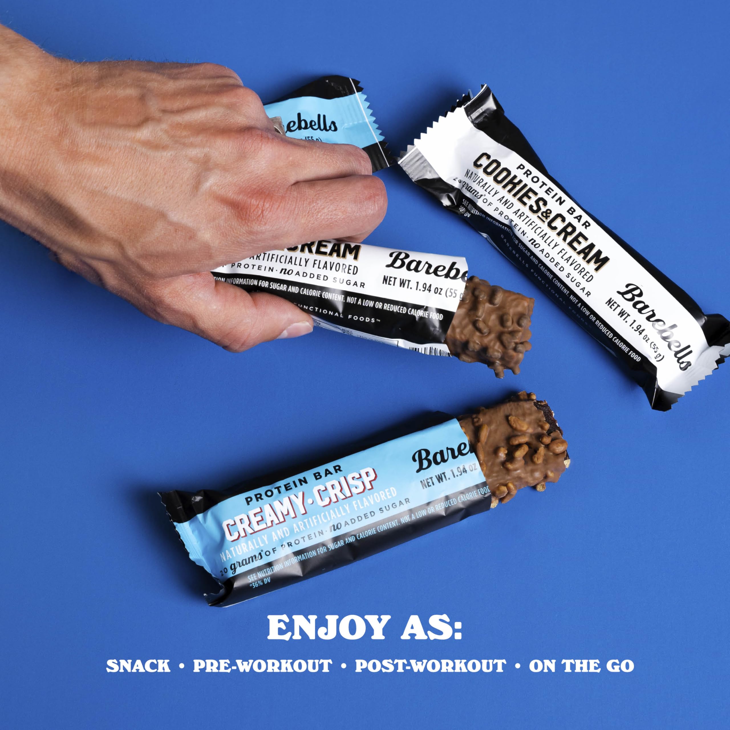 On-the-go Barebells bar with no added sugar option for a smart snack.
