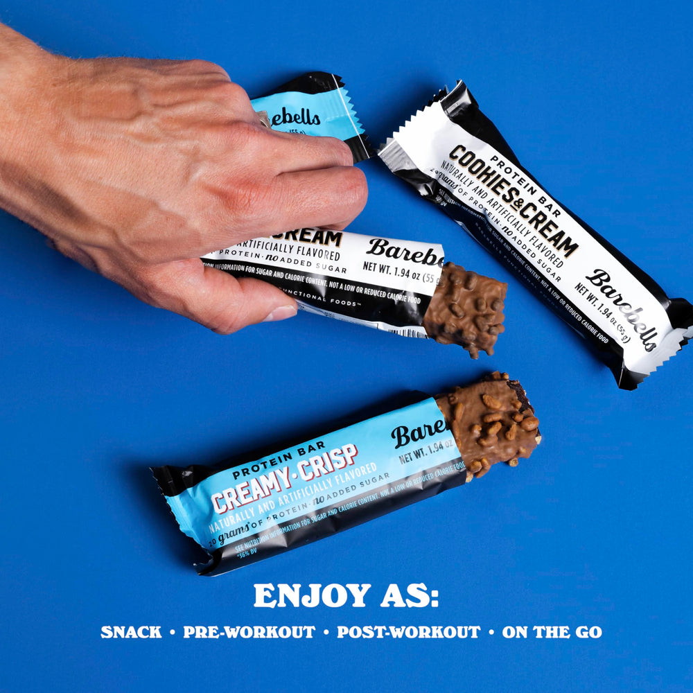 On-the-go Barebells bar with no added sugar option for a smart snack.