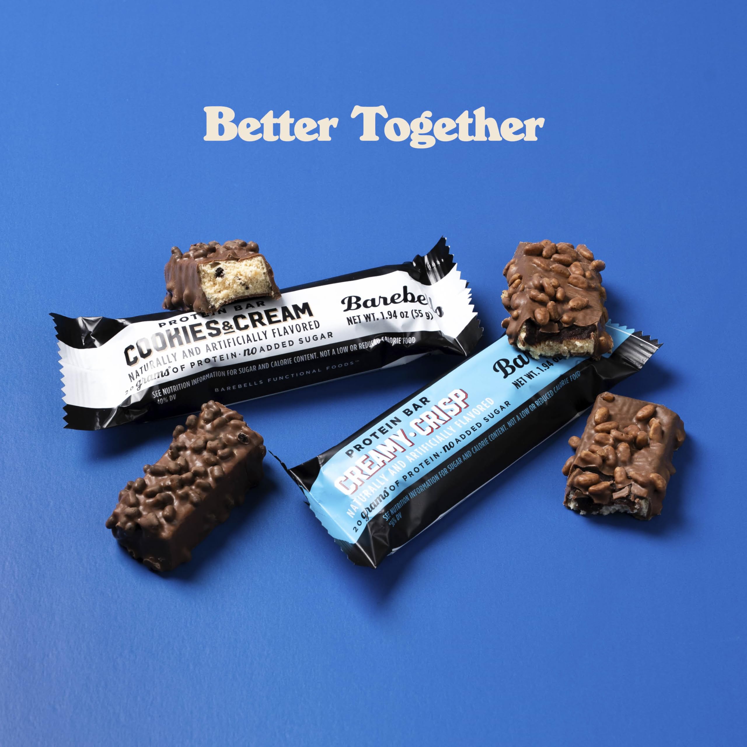 Nutrition label close-up shows 20g protein per bar.