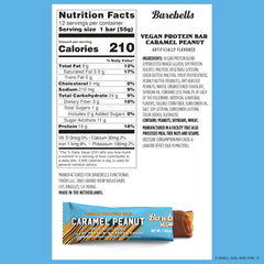 Barebells Plant Based Peanut Caramel bar wrapped; convenient grab-and-go protein.